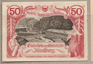 27421 - *Austria -Notgeld (biglietti sostituti delle monete) da 50 Heller - 1920 -