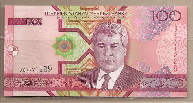 27599 - Turkmenistan - banconota non circolata da 100 Manat - 2005 -