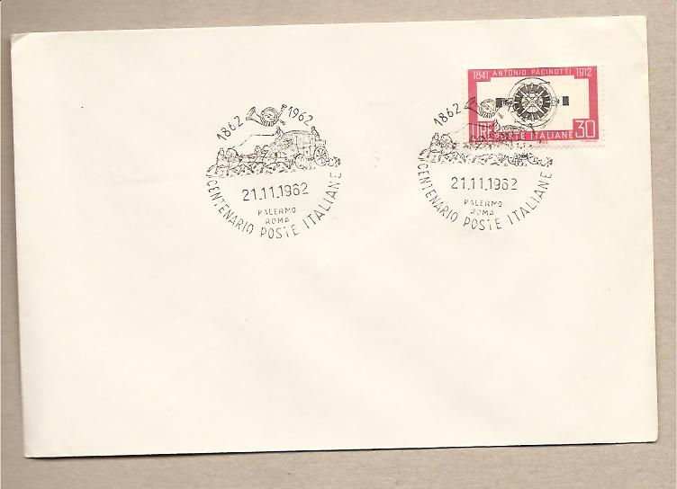 27743 - Italia - busta con annullo speciale: Centenario Poste Italiane 1962 - Tragitto Palermo - Roma