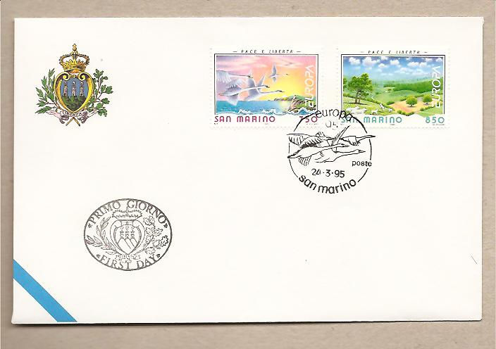 28182 - San Marino - busta fdc con serie completa e annullo speciale: Europa 1995