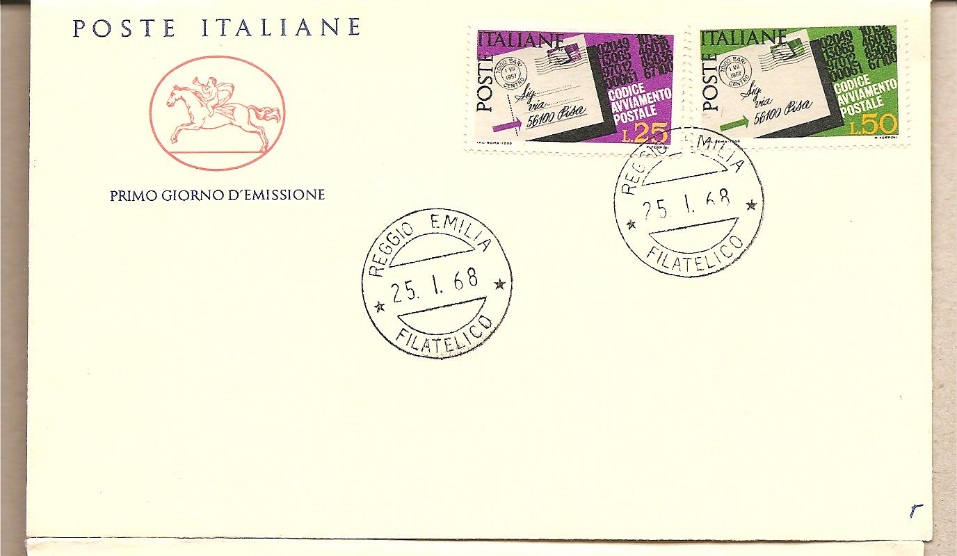 28303 - Italia - busta fdc con serie completa: Codice di avviamento postale. II serie