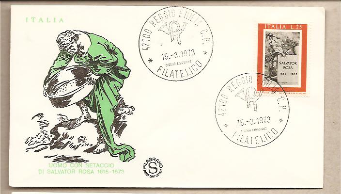 28374 - Italia - busta fdc con serie completa: 3 centenario della morte di Salvator Rosa