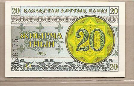 28443 - Kazakistan - banconota non circolata da 20 Tenge - 1993