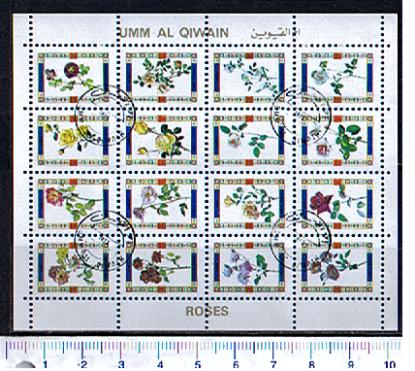 28706 - UMM AL QIWAIN  1973-2775s * Rose nei dipinti di pittori famosi - 16 valori serie completa timbrata - # 1179-94a