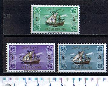 28852 - RAS AL KHAIMA  1965-21-23  # 6-8 * Barche a vela sovrastampate: Olympic Game Tokyo - 3 valori serie completa nuova  ** MNH	