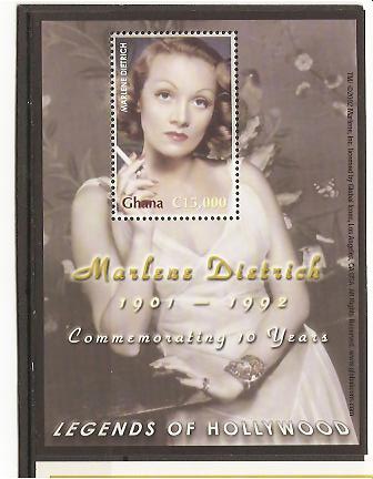 29429 - Ghana - foglietto nuovo: Marlene Dietrich