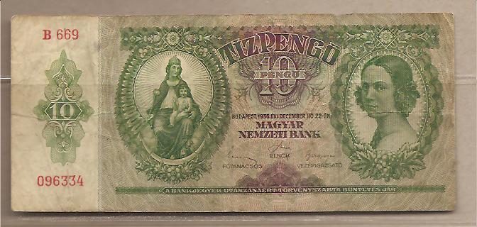 29458 - Ungheria - banconota circolata da 10 Pengo - 1936 -
