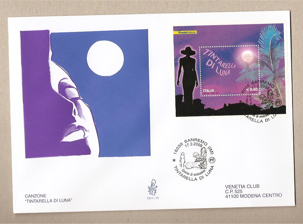 29500 - Italia - busta FDC Venetia con serie completa: Canzone Tintarella di Luna - 17.02.2009