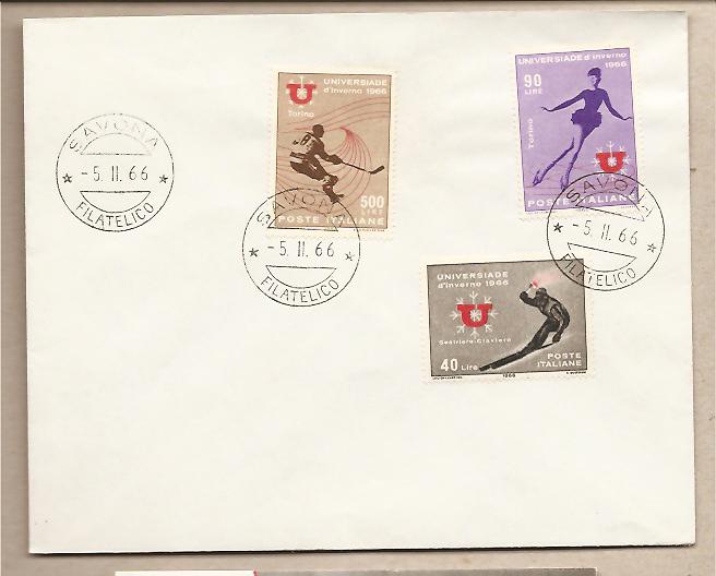 29509 - Italia - busta fdc con serie completa: Universiade d inverno 1966