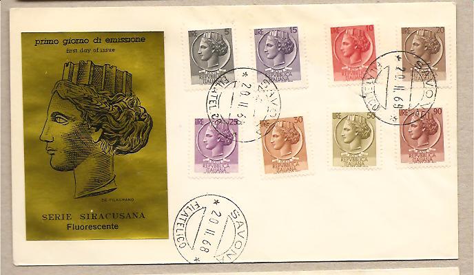 29528 - Italia - busta fdc con serie completa: Italia turrita - 20.02.1968