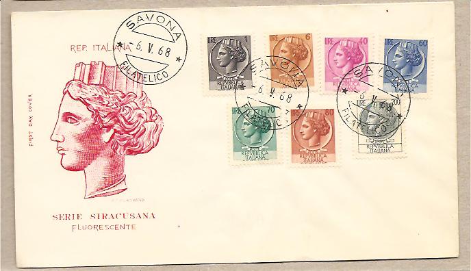 29529 - Italia - busta fdc con serie completa: Italia turrita - 06.05.1968