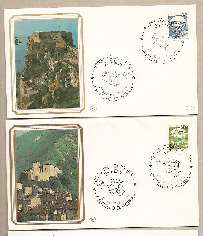 29537 - Italia - 2 buste fdc con serie completa: Castelli d Italia per distributori automatici valori da  50 e  450