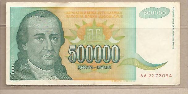 29547 - Yugoslavia - banconota circolata da 500.000 Dinari - 1993