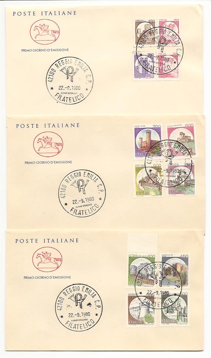 29563 - Italia - 7 buste fdc con serie completa: Castelli d Italia 22.09.1980 - non visibile per intero