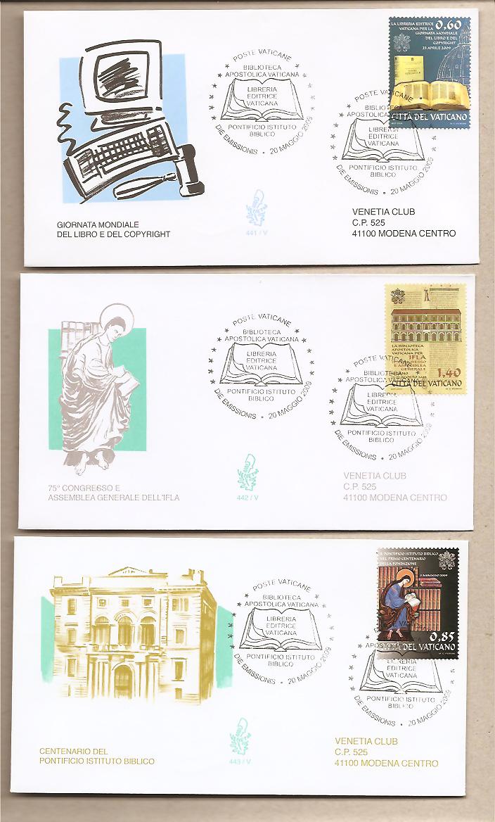 29593 - Vaticano - 3 buste fdc Venetia con serie completa: Biblioteca Apostolica Vaticana - 20.05.2009