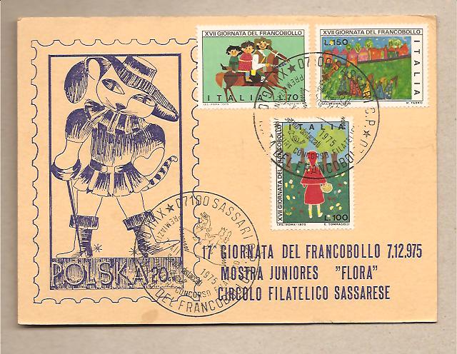 29763 - Italia - cartolina commemorativa con annullo speciale e serie completa:17 giornata del francobollo 1975