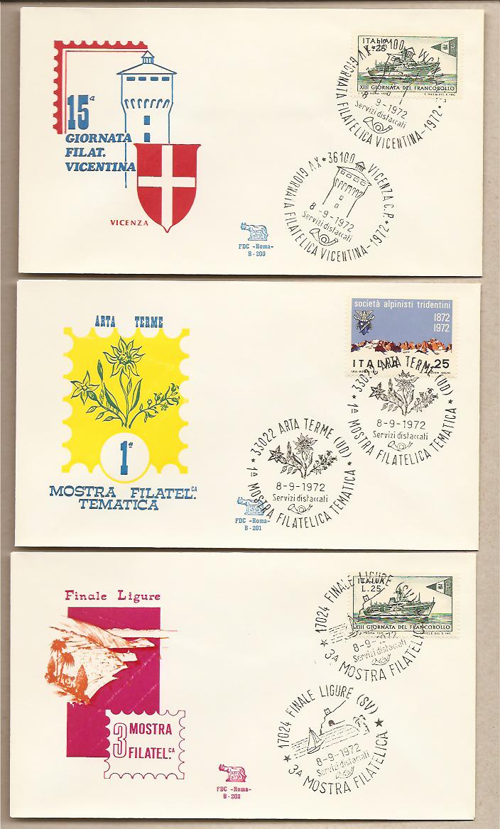 29923 - Italia - buste commemorative con Annulli speciali Figurati del 1972 - Gruppo 2 - 10 buste FDC Roma