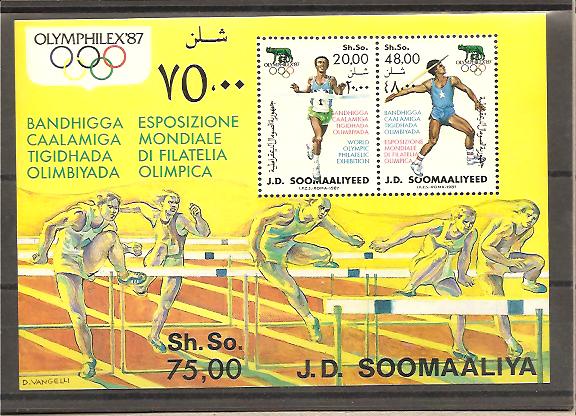 29964 - Somalia - foglietto nuovo: Esposizione mondiale di filatelia olimpica - 1987