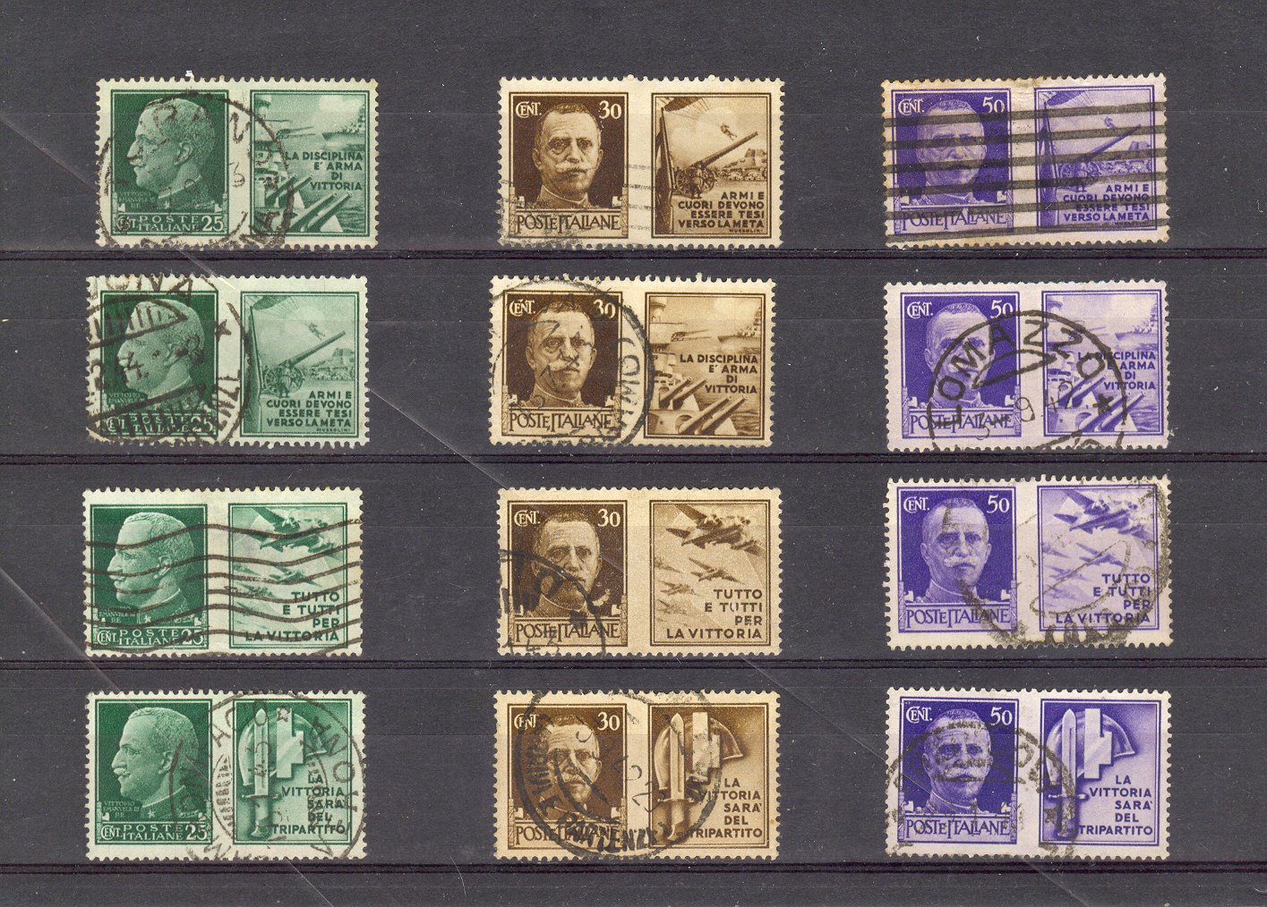 49667 - ITALIA REGNO - 1942 - PROPAGANDA DI GUERRA - SERIE COMPLETA. 12 VALORI  USATI