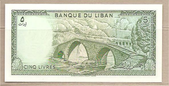 30390 - Libano - banconota non circolata da 5 Livres