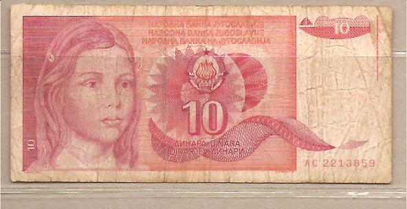 30501 - Yugoslavia - banconota circolata da 10 Dinari - 1990 -