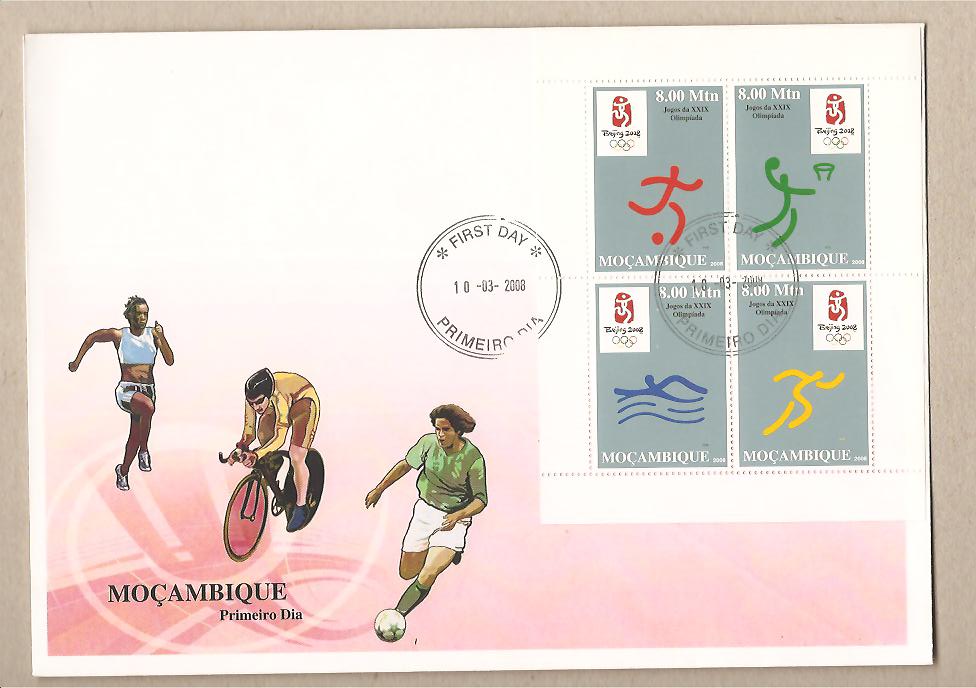 30754 - Mozambico - busta FDC con foglietto ed annullo speciale: Olimpiadi di Pechino - 2008