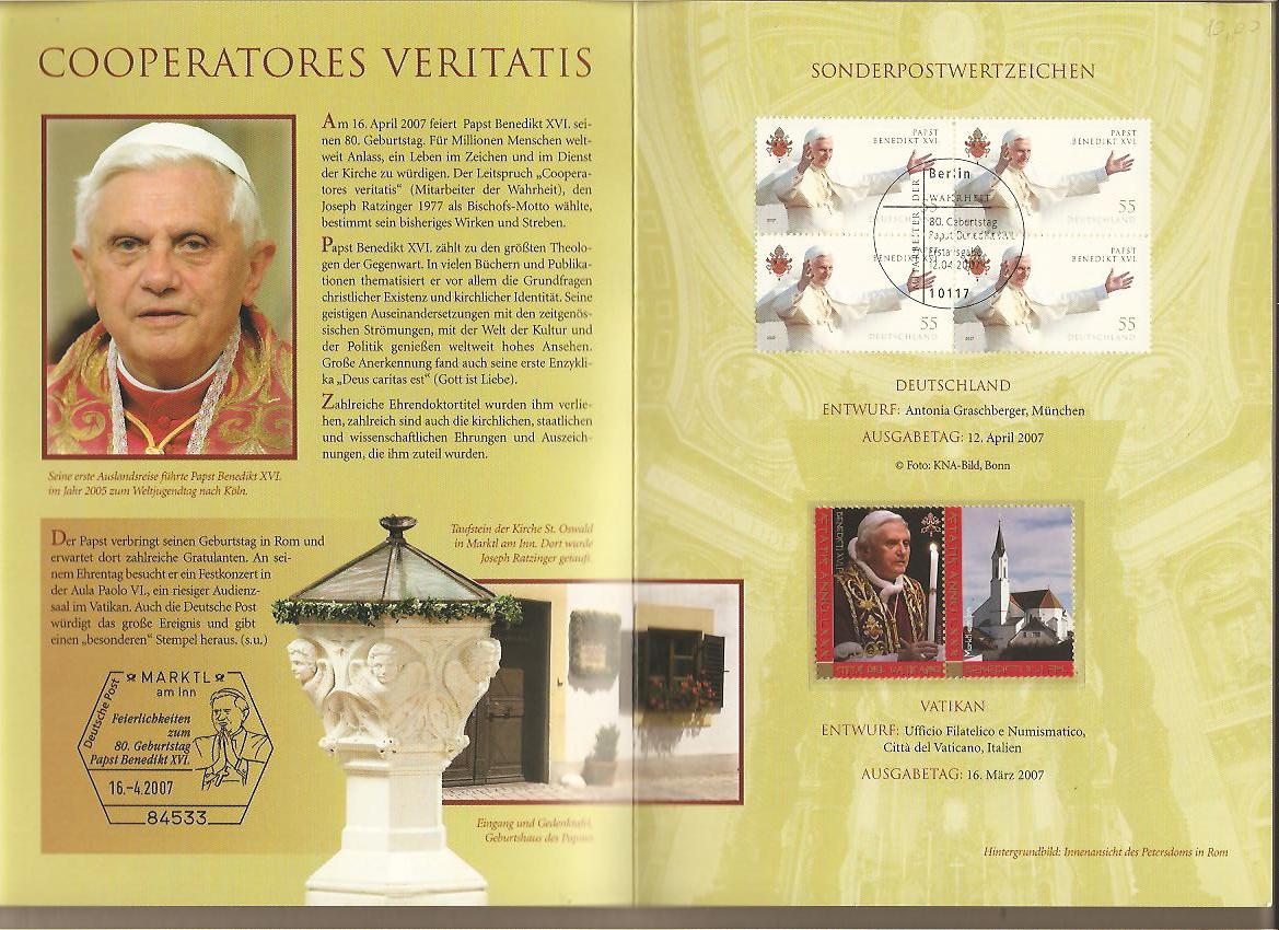 30840 - Germania- -folder: 80 compleanno di S.S. Papa Benedetto XVI - 2007