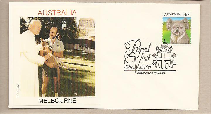 31016 - Australia - busta con annullo speciale: Visita di S,S. Giovanni Paolo II - 1986