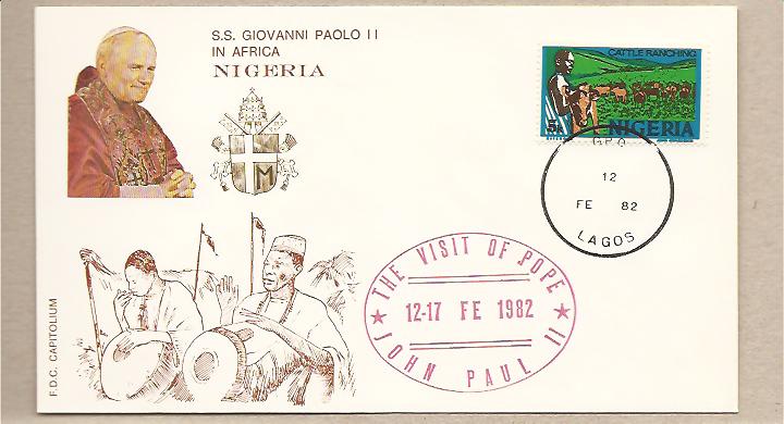 31019 - Nigeria - busta con annullo speciale: Visita di S,S. Giovanni Paolo II - 1982