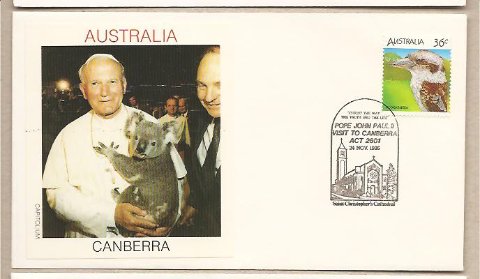 31021 - Australia - busta con annullo speciale: Visita di S,S. Giovanni Paolo II - 1986