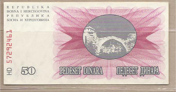 31325 - Bosnia Erzegovina - banconota circolata da 50 Dinari - 1992