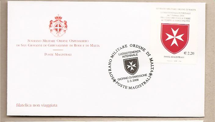 40271 - SMOM - busta FDC:  Luogotenenza Interinale di Fr Giacomo Della Torre del Tempio di Sanguineto - 2008 RARITA