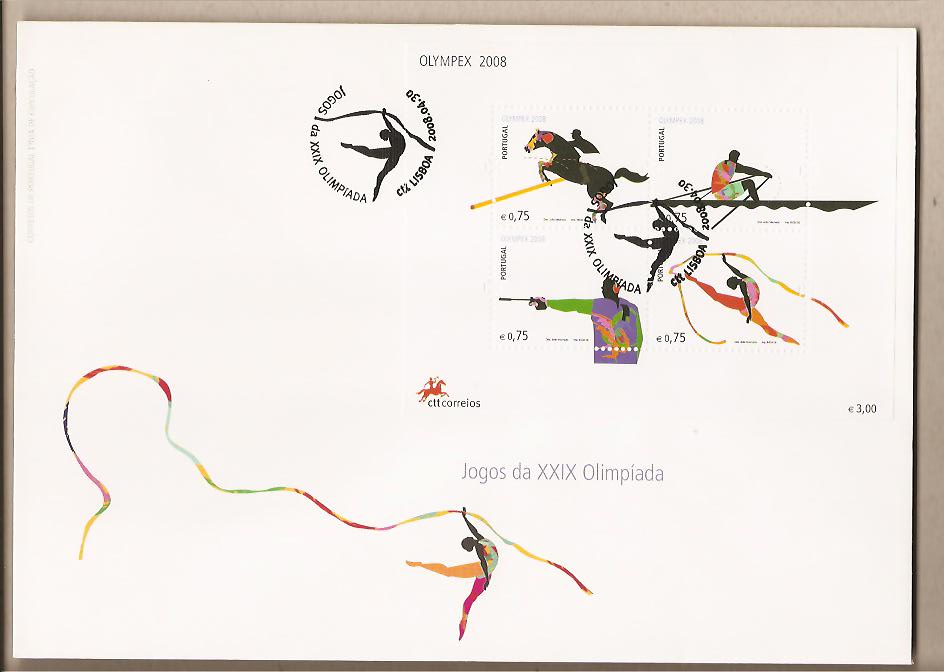 31659 - Portogallo - busta FDC con foglietto ed annullo speciale: Olimpiadi di Pechino 2008