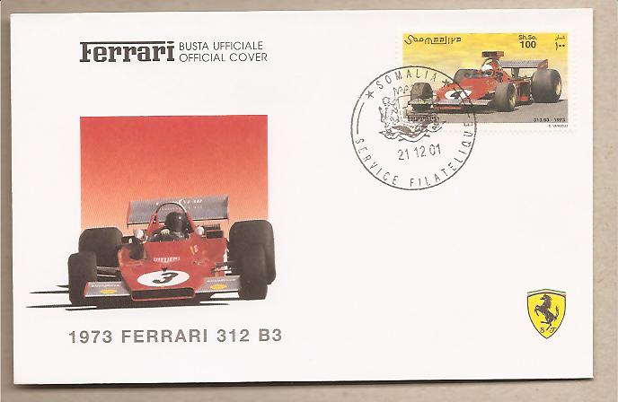 31782 - Somalia - busta Ufficiale Ferrari FDC con annullo speciale: Ferrari 312 B3 1973