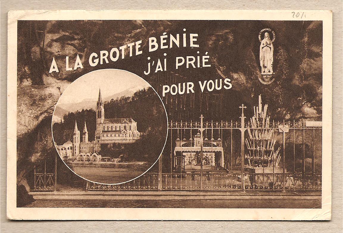 32041 - Francia - cartolina  Grotta di Lourdes 1947  viaggiata per l Italia