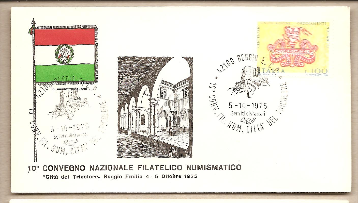 32112 - Italia - busta con annullo speciale: Reggio Emilia - 10 Convegno Nazionale Filatelico Numismatico  citt del Tricolore  - 1975