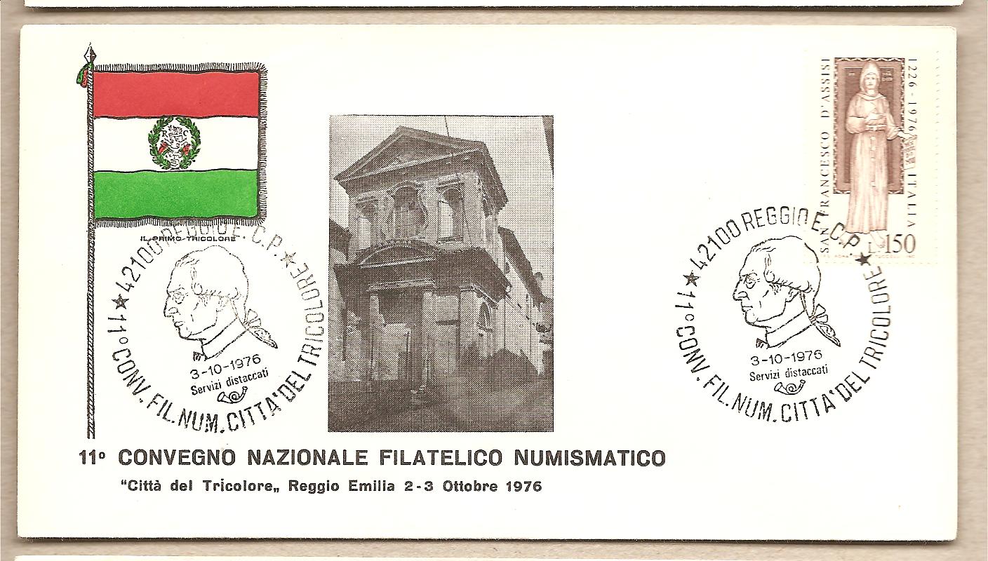 32114 - Italia - busta con annullo speciale: Reggio Emilia - 11 Convegno Nazionale Filatelico Numismatico  citt del Tricolore  - 1976