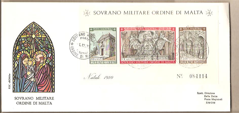 32283 - SMOM - bustone FDC con foglietto: Natale 1970