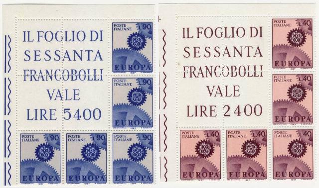 32297 - 1967 - Europa - blocco angolare di 5