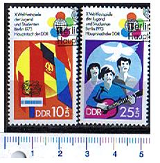 32789 - GERMANIA EST,  Anno 1973-2725 *,  Yv.1527/28  -  Festival Mondiale della giovent a Berlino  -  2 valori serie completa timbrata