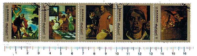 32926 - MANAMA	1972-3215s * Dipinti di pittori famosi mondiali - 5 valori timbati