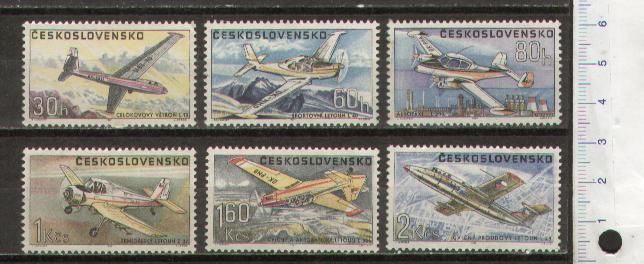 33152 - CECOSLOVACCHIA	1967-Yvert # 1608-13  *	  Aerei diversi - 6 valori serie completa nuova senza colla