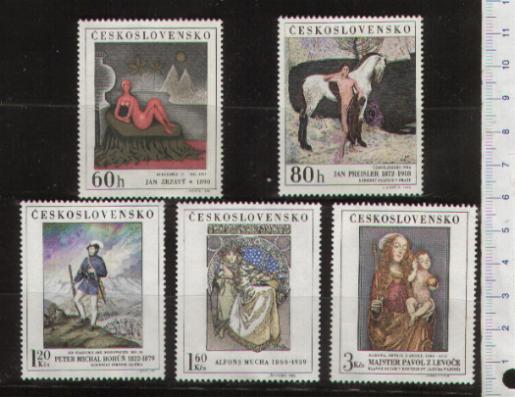 33156 - CECOSLOVACCHIA	1968 - Yvert 1686-90 *  Arte Nazionale: Dipinti  - 5 valori serie completa nuova senza colla