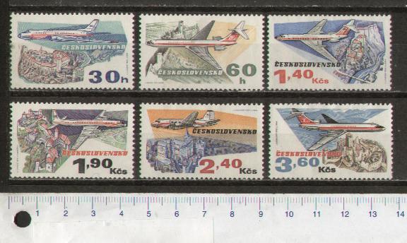 33193 - CECOSLOVACCHIA	1973- Yvert 2011-16 *  50 Anniversario Linea Aerea  -  6 valori serie completa nuva senza colla 	