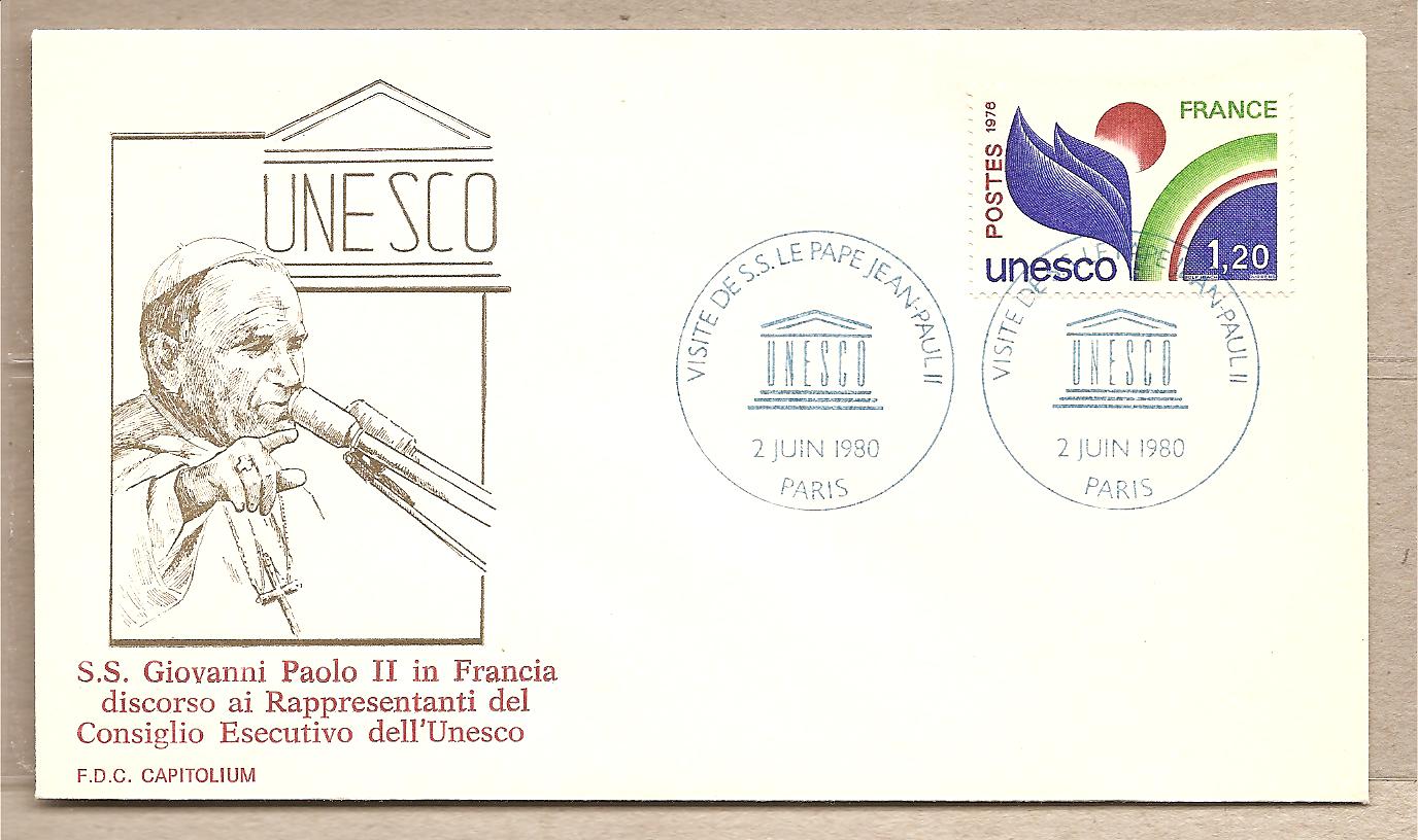 33370 - Francia - busta con annullo speciale: Visita di S.S. Giovanni Paolo II - Discorso all UNESCO - 1980