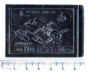 33726 - SHARJAH  1972-903 *	Missione spaziale Apollo 17 - impresso su Silver foil - 1 valore completo non dentellato nuovo