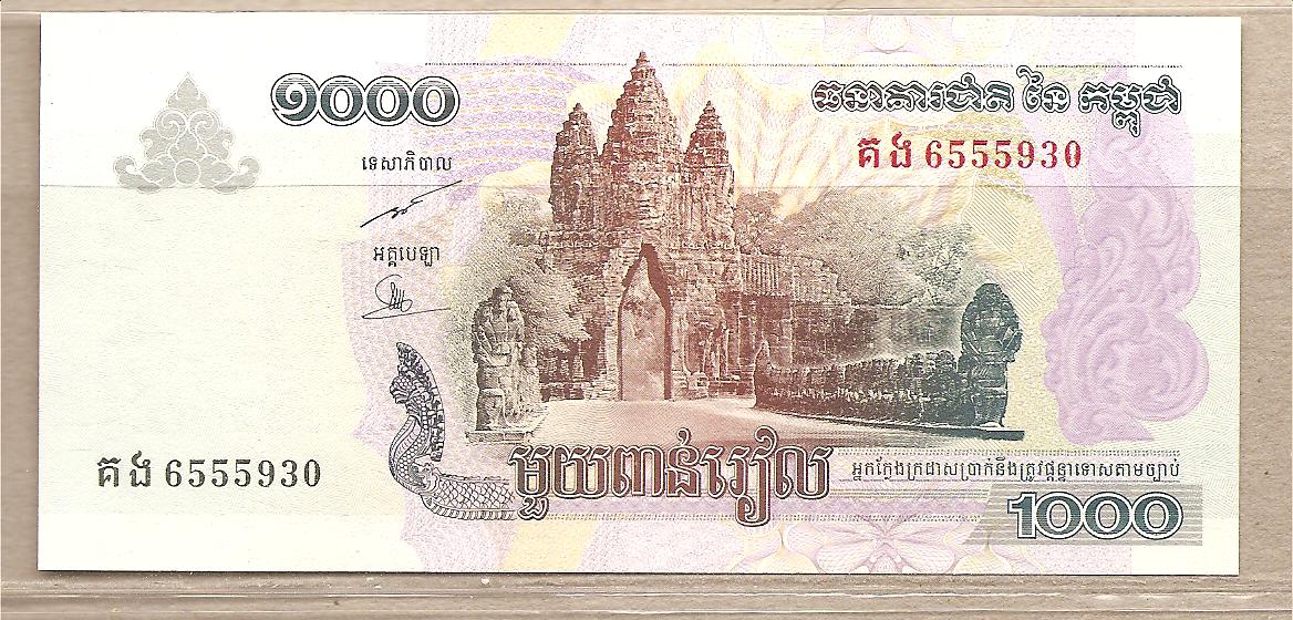 34076 - Cambogia - banconota non circolata da 1000 Riels - 2007