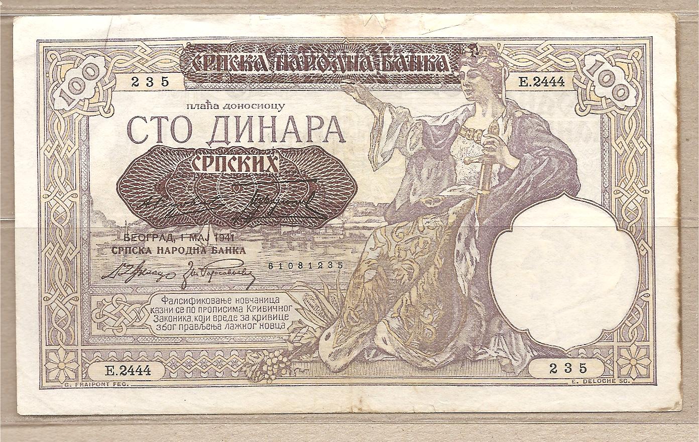 34100 - Serbia - banconota circolata da 100 Dinari - 1941