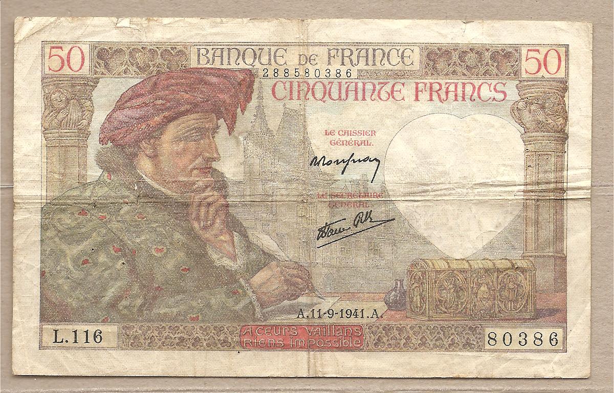 34211 - Francia - banconota circolata da 50 Franchi - 1941