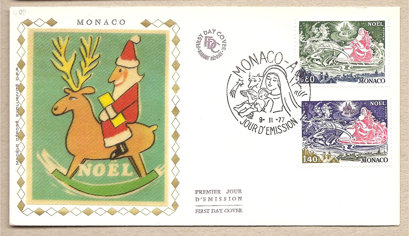 34331 - Monaco - busta FDC con seire completa: Natale - 1977